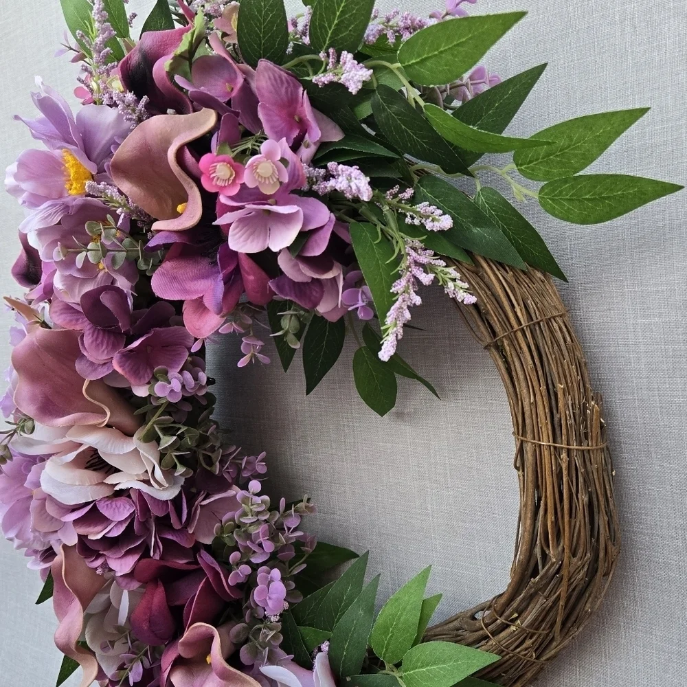 Handmade Elegant Purple and Pink Floral Wreath